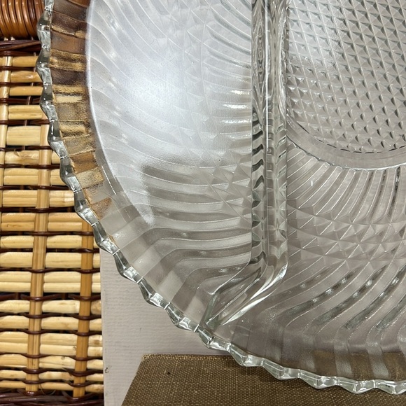 Vintage Clear Glass Divided Serving Platter - Picture 2 of 4
